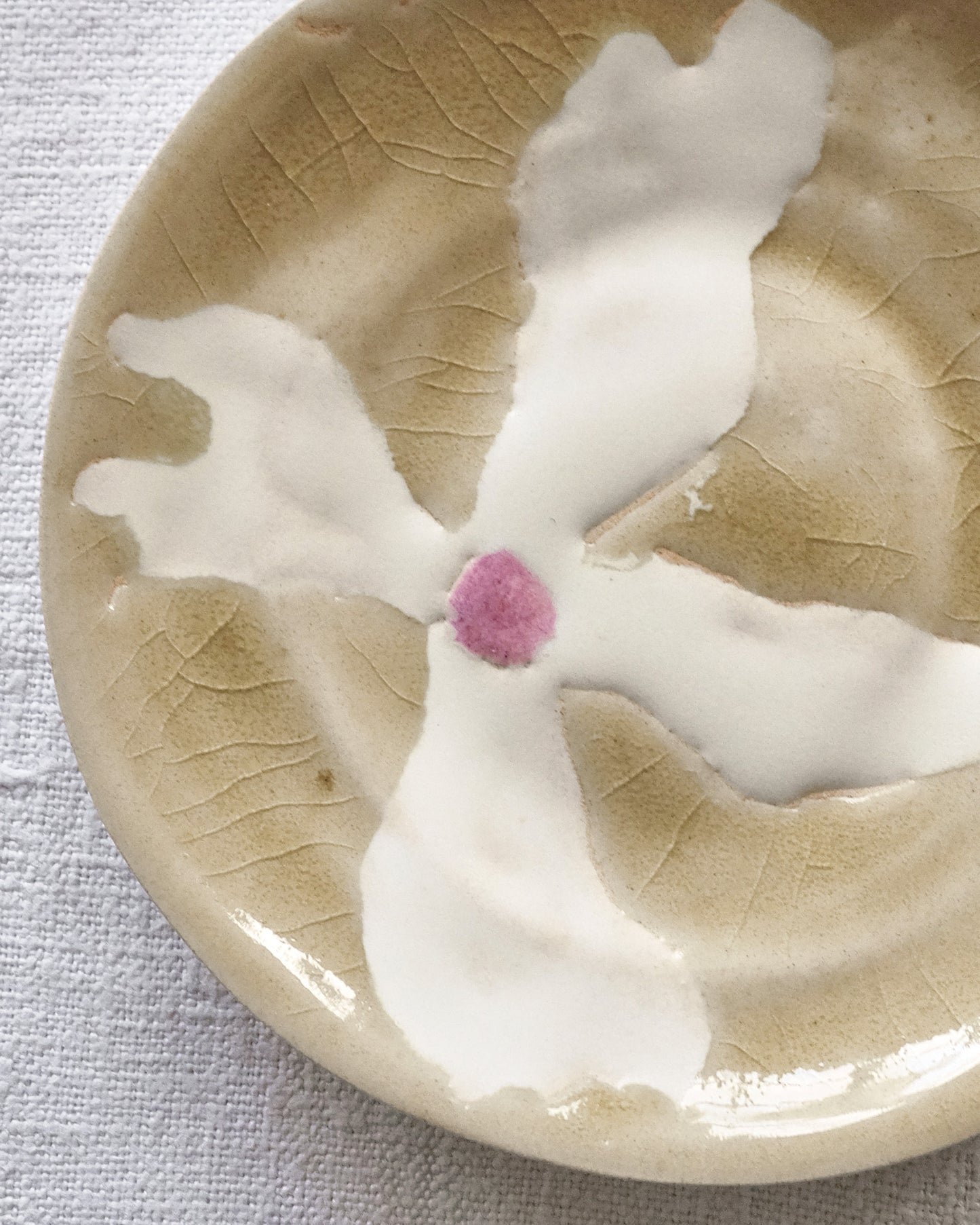 Set Cup + Plate Beige Flower